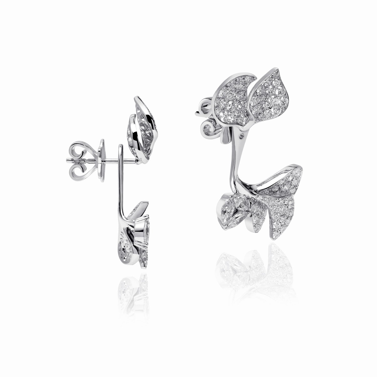 À FLEUR DE PARIS Diamant-Ohrringe mit zwei Blättern