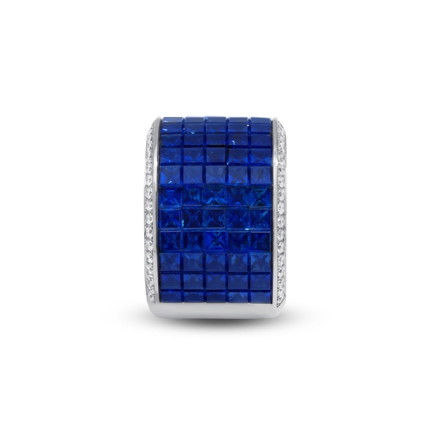 MOSAIC CLASSICAL 5 Line Sapphire with Diamond Pavè Contour Full Set Ring