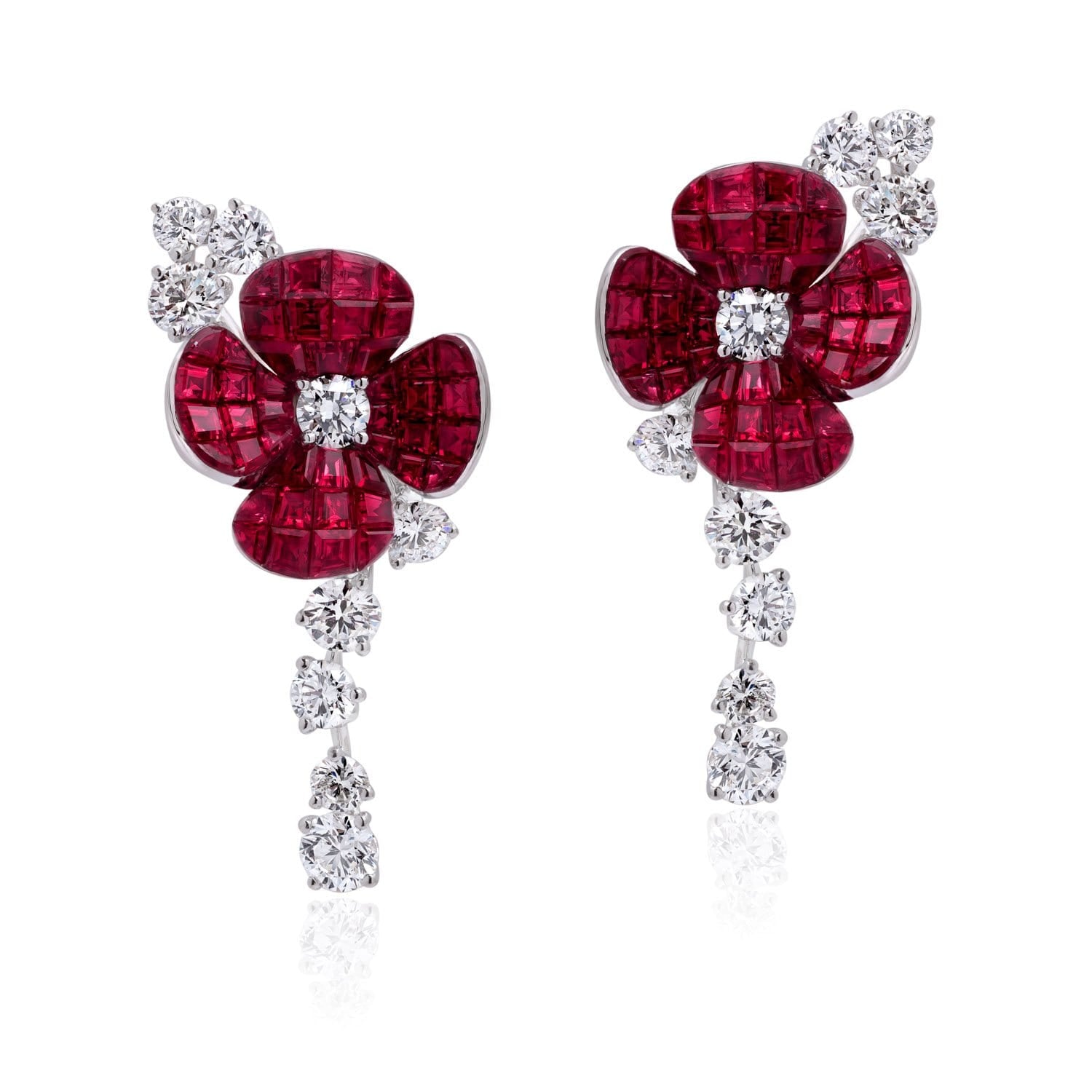 FLORAL Hortensia Ruby Earrings