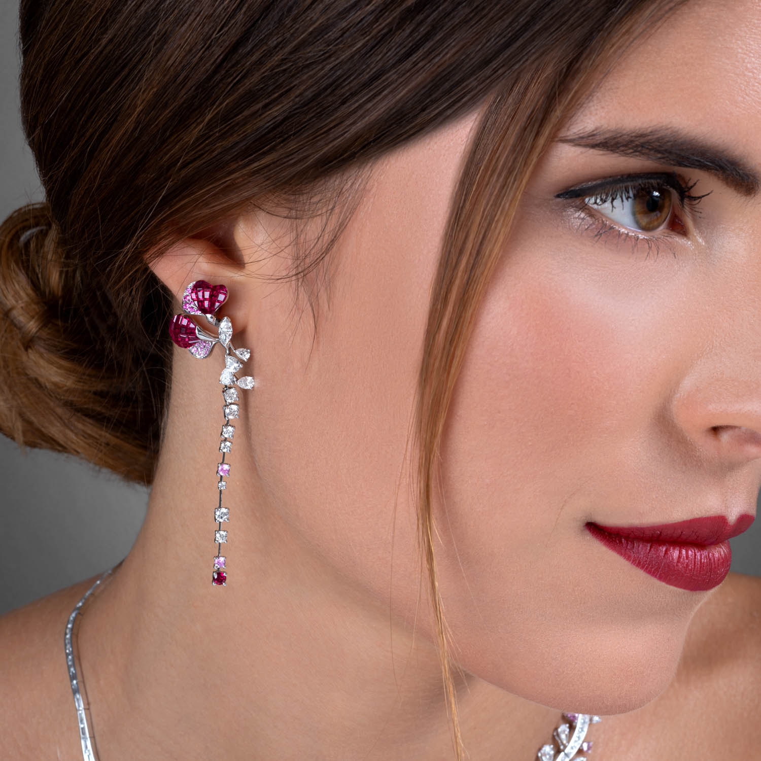 À FLEUR DE PARIS Ruby and Pink Sapphire Earrings